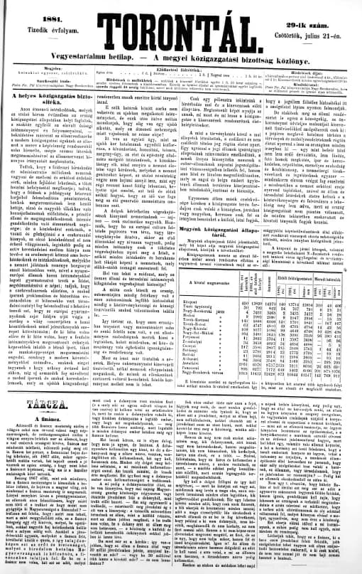 Torontál, 10. évf. 1881. július 21. 29. sz.