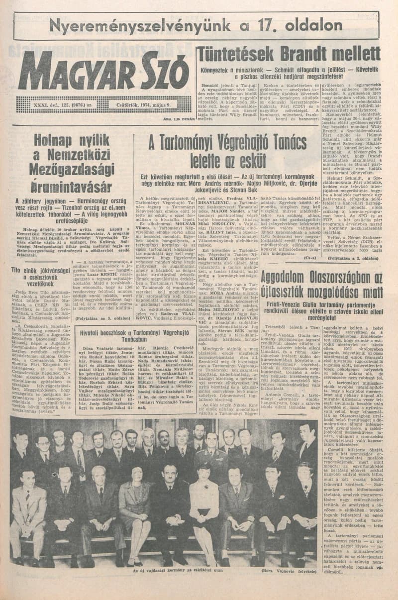 Magyar Szó, 31. évf. 1974. május 9. 125. sz. 1–20. oldal