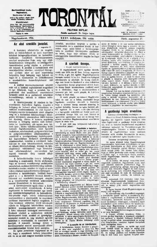 Torontál, 35. évf. 1906. augusztus 27. 194. sz.