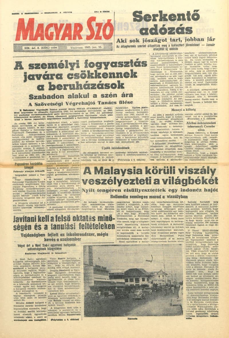 Magyar Szó, 22. évf. 1965. január 10. 8. sz. 1–24. oldal