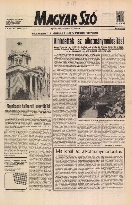 Magyar Szó, 45. évf. 1988. november 26. 327. sz.
