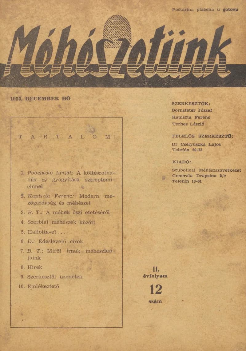 Méhészetünk, 2. évf. 1955. december 1. 12. sz.