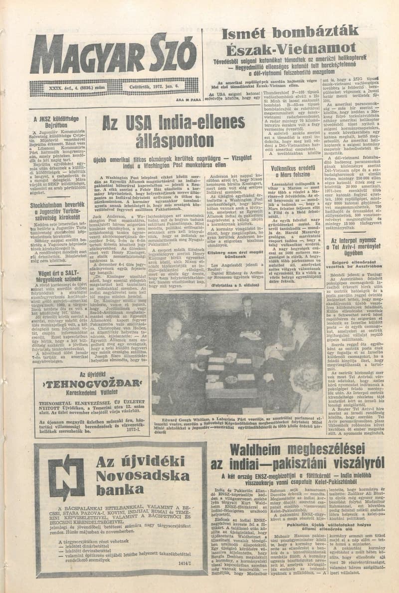 Magyar Szó, 29. évf. 1972. január 6. 4. sz. 1–12. oldal
