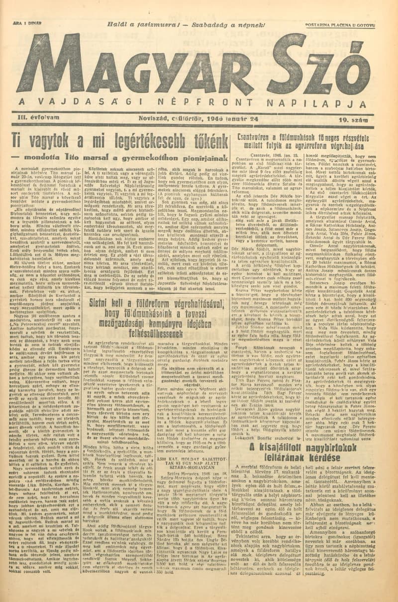 Magyar Szó, 3. évf. 1946. január 24. 19. sz. 1–6. oldal
