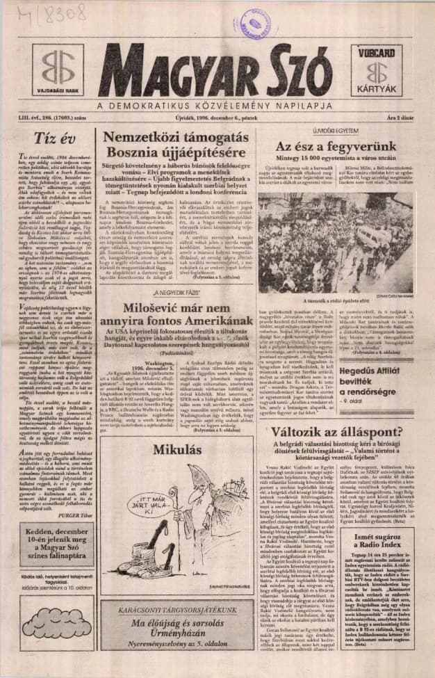 Magyar Szó, 53. évf. 1996. december 6. 286. sz. 1–16. oldal