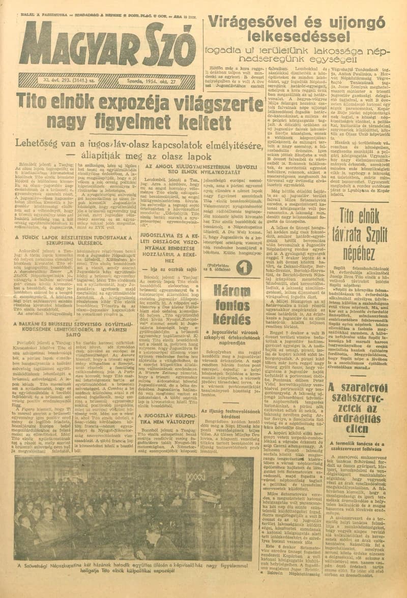 Magyar Szó, 11. évf. 1954. október 27. 293. sz. 1–8. oldal