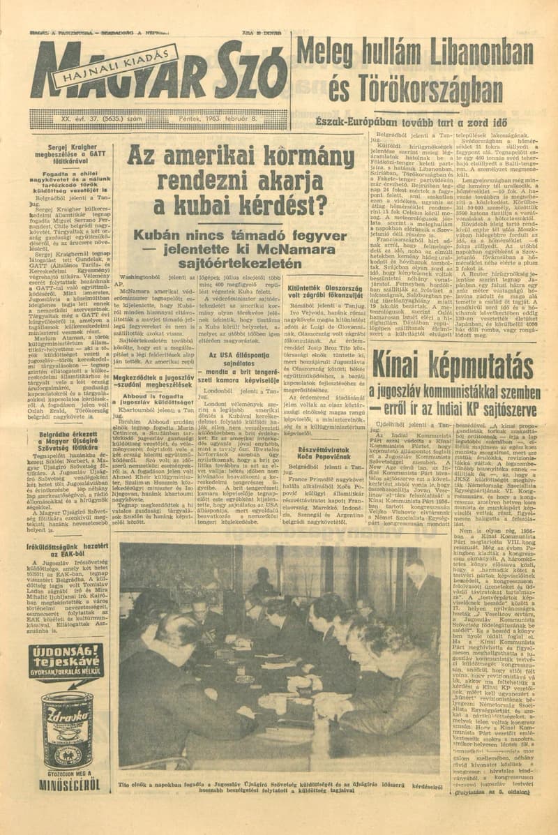 Magyar Szó, 20. évf. 1963. február 8. 37. sz. 1–14. oldal