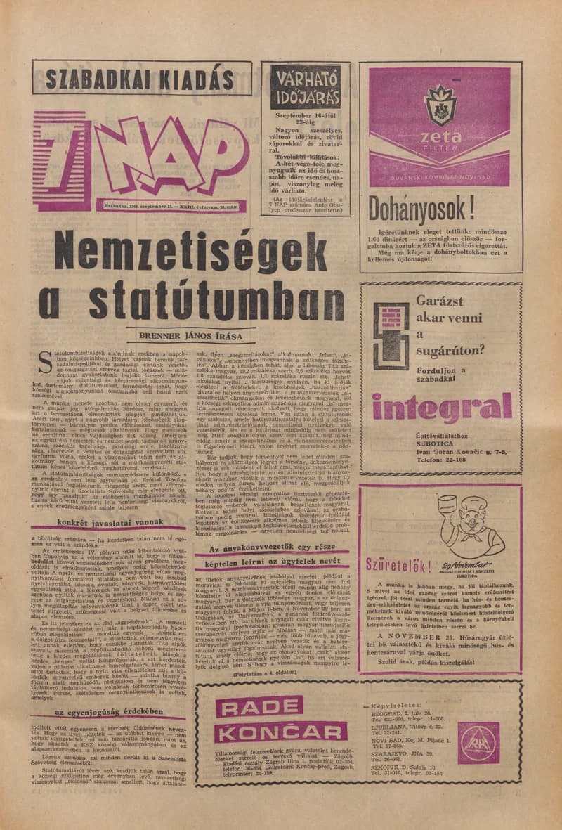7 Nap, 23. évf. 1968. szeptember 13. 38. sz. 1–16. oldal