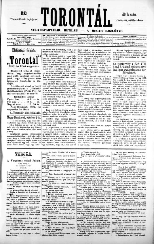 Torontál, 12. évf. 1883. október 4. 40. sz.
