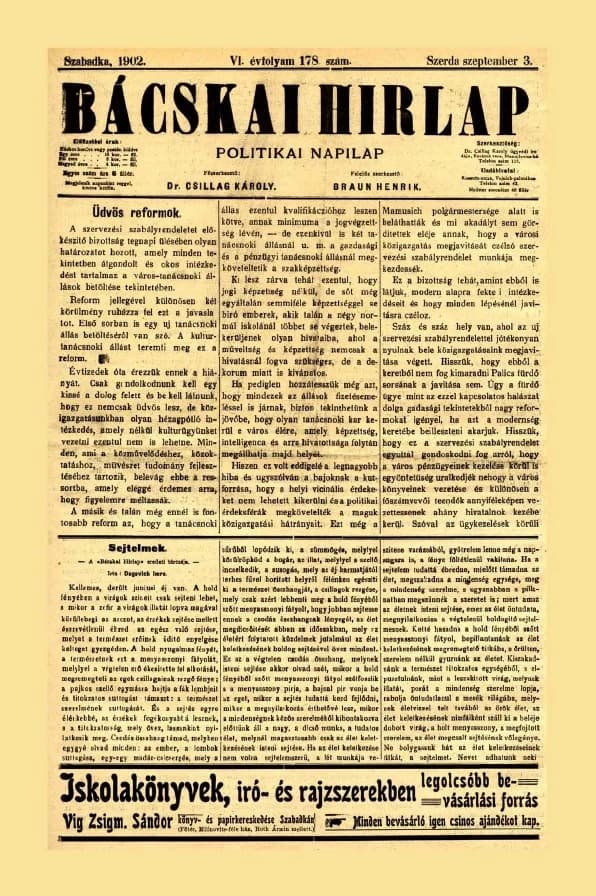 Bácskai Hirlap, 6. évf. 1902. szeptember 3. 178. sz.