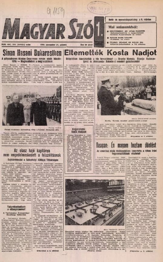Magyar Szó, 43. évf. 1986. november 21. 321. sz. 1–24. oldal