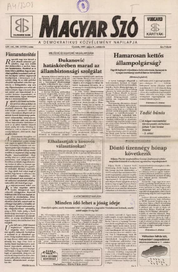 Magyar Szó, 54. évf. 1997. május 8. 106. sz. 1–16. oldal