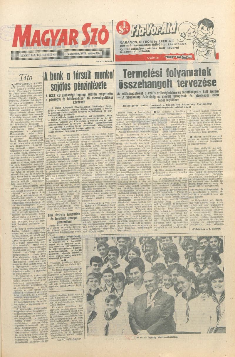 Magyar Szó, 32. évf. 1975. május 25. 141. sz.