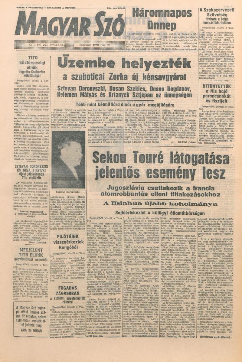 Magyar Szó, 17. évf. 1960. december 31. 307. sz. 1–42. oldal