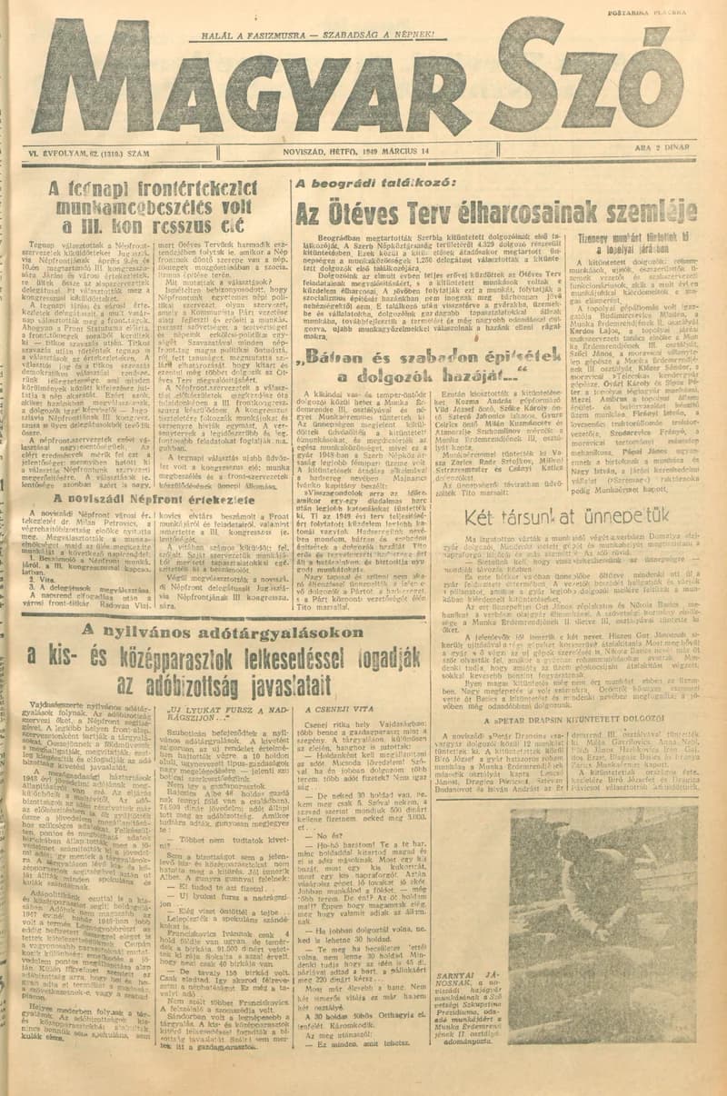 Magyar Szó, 6. évf. 1949. március 14. 62. sz. 1–4. oldal