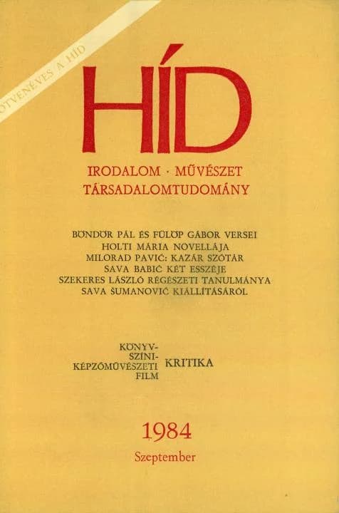 Híd, 48. évf. 1984. szeptember. 9. sz. 1121–1284. oldal