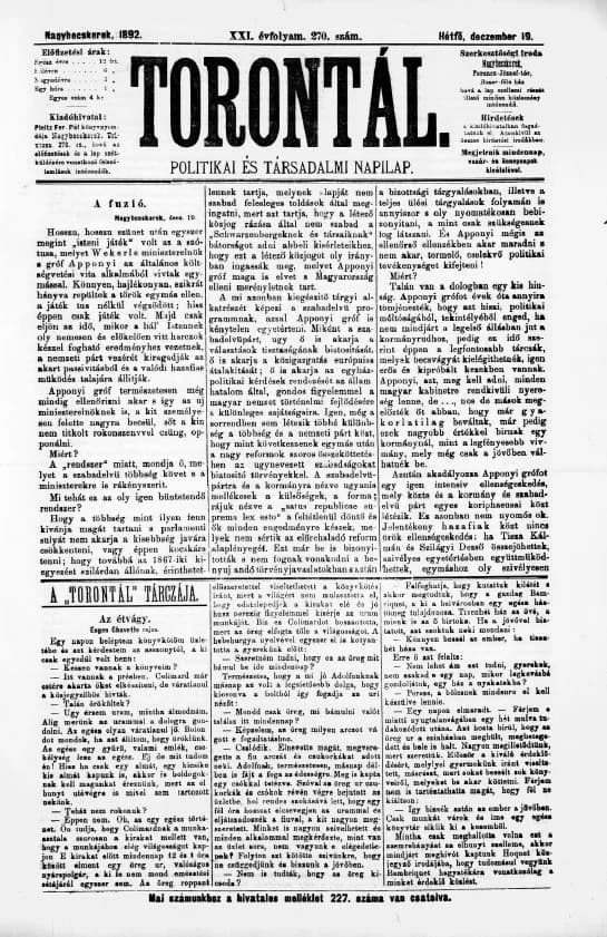 Torontál, 21. évf. 1892. december 19. 270. sz.