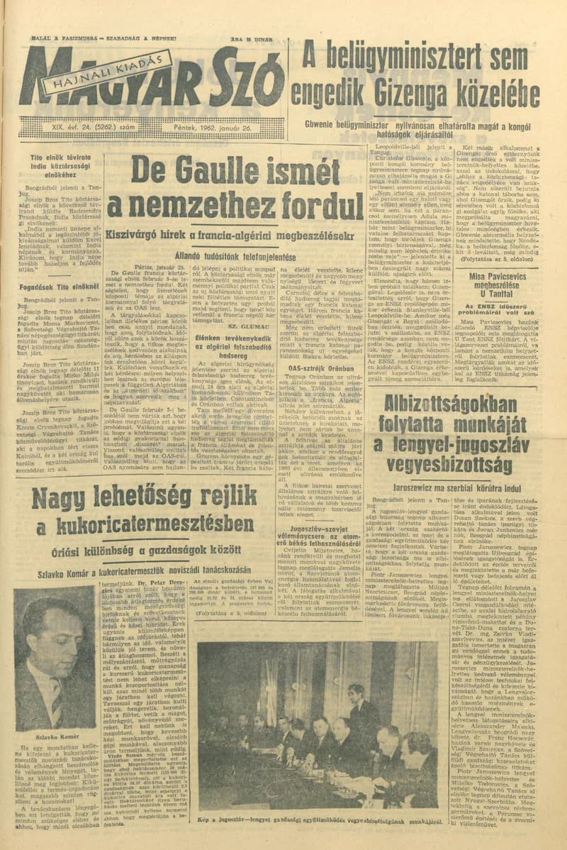 Magyar Szó, 19. évf. 1962. január 26. 24. sz. 1–14. oldal