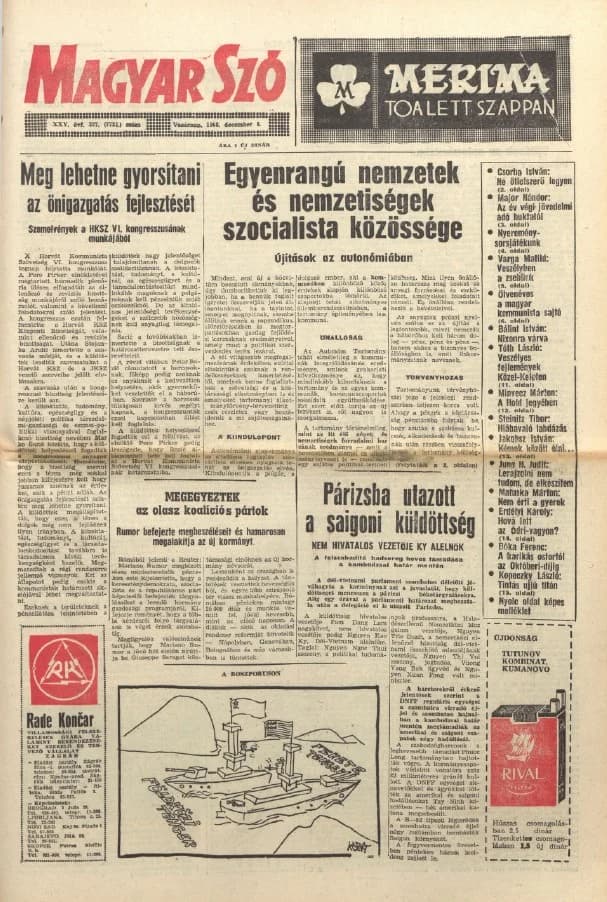 Magyar Szó, 25. évf. 1968. december 8. 337. sz. 1–32. oldal