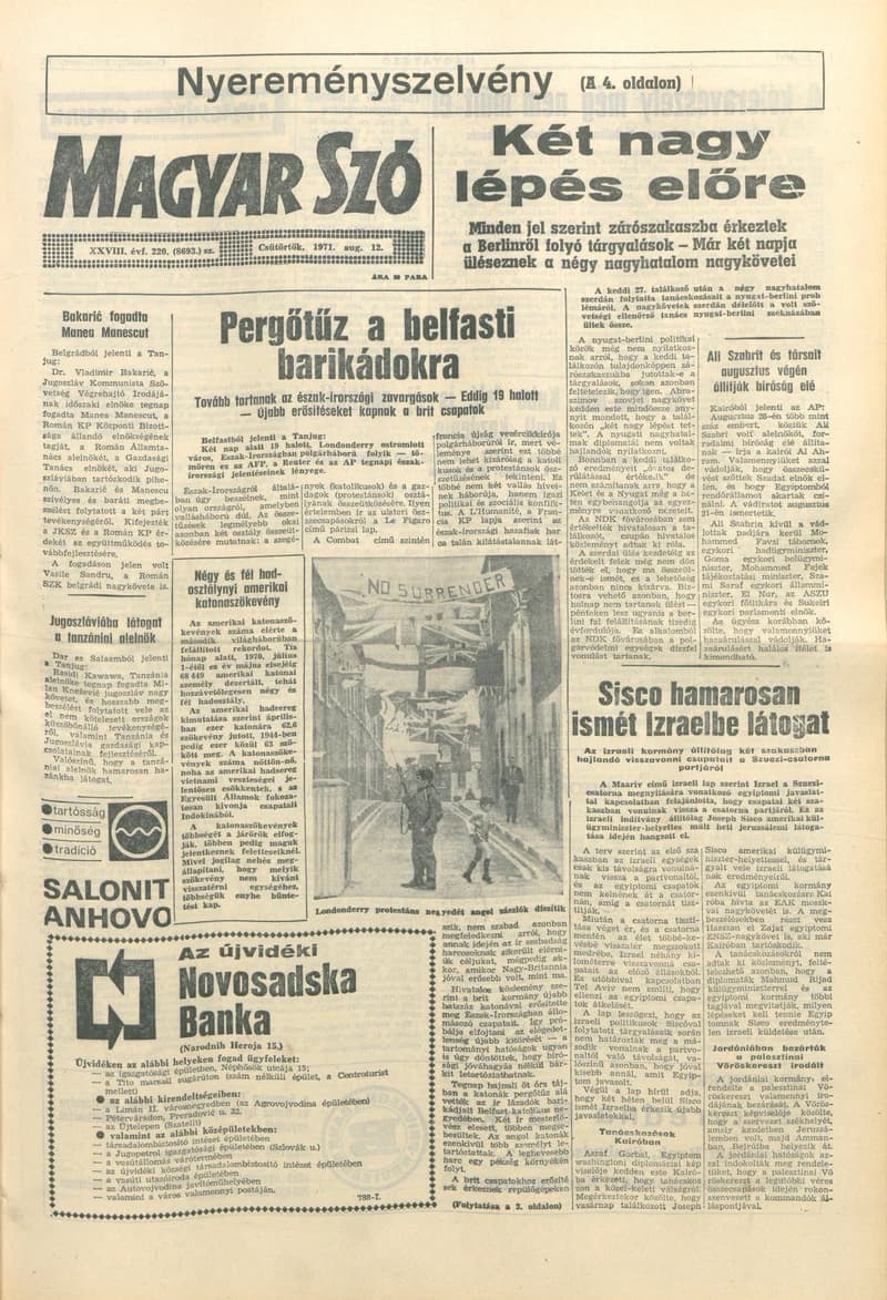 Magyar Szó, 28. évf. 1971. augusztus 12. 220. sz. 1–12. oldal