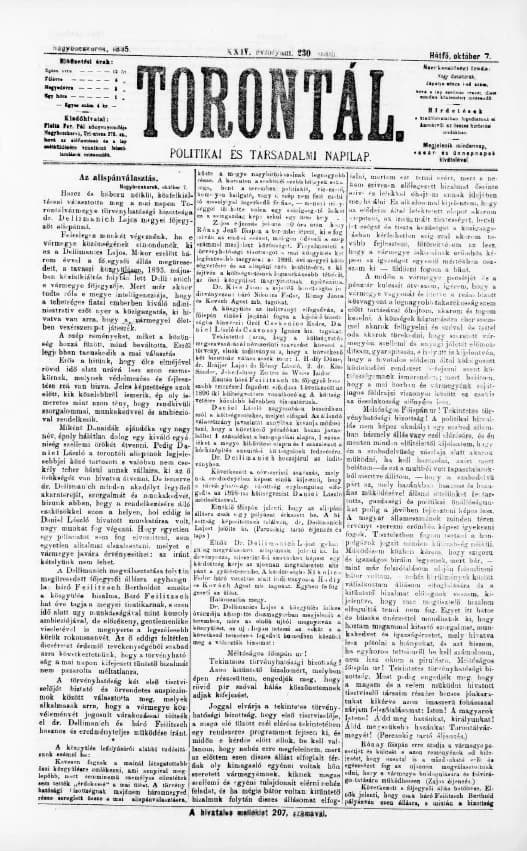 Torontál, 24. évf. 1895. október 7. 230. sz.