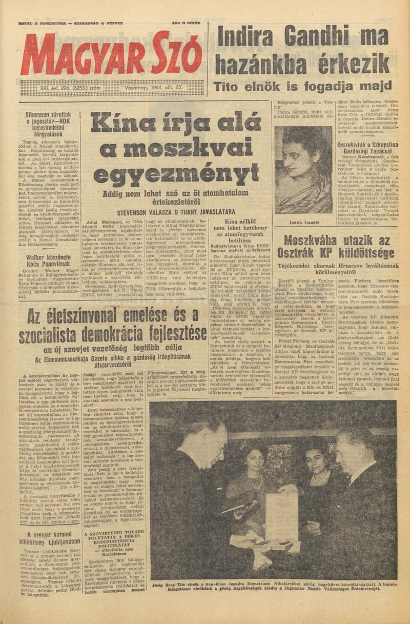 Magyar Szó, 21. évf. 1964. október 25. 296. sz. 1–24. oldal