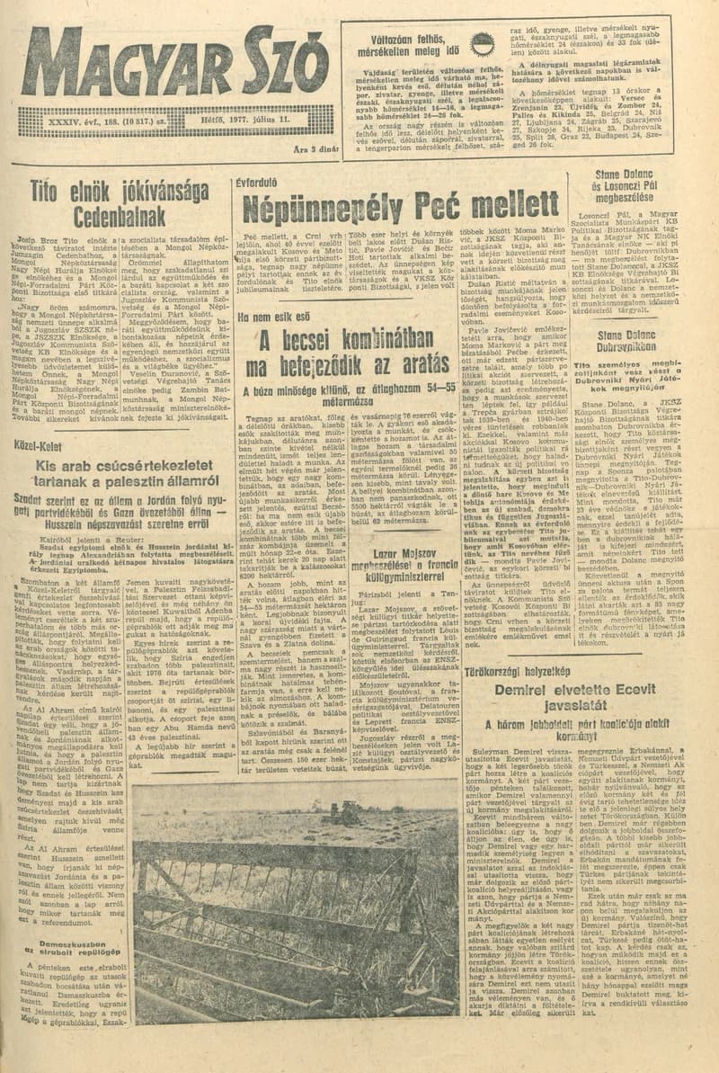 Magyar Szó, 34. évf. 1977. július 11. 188. sz.