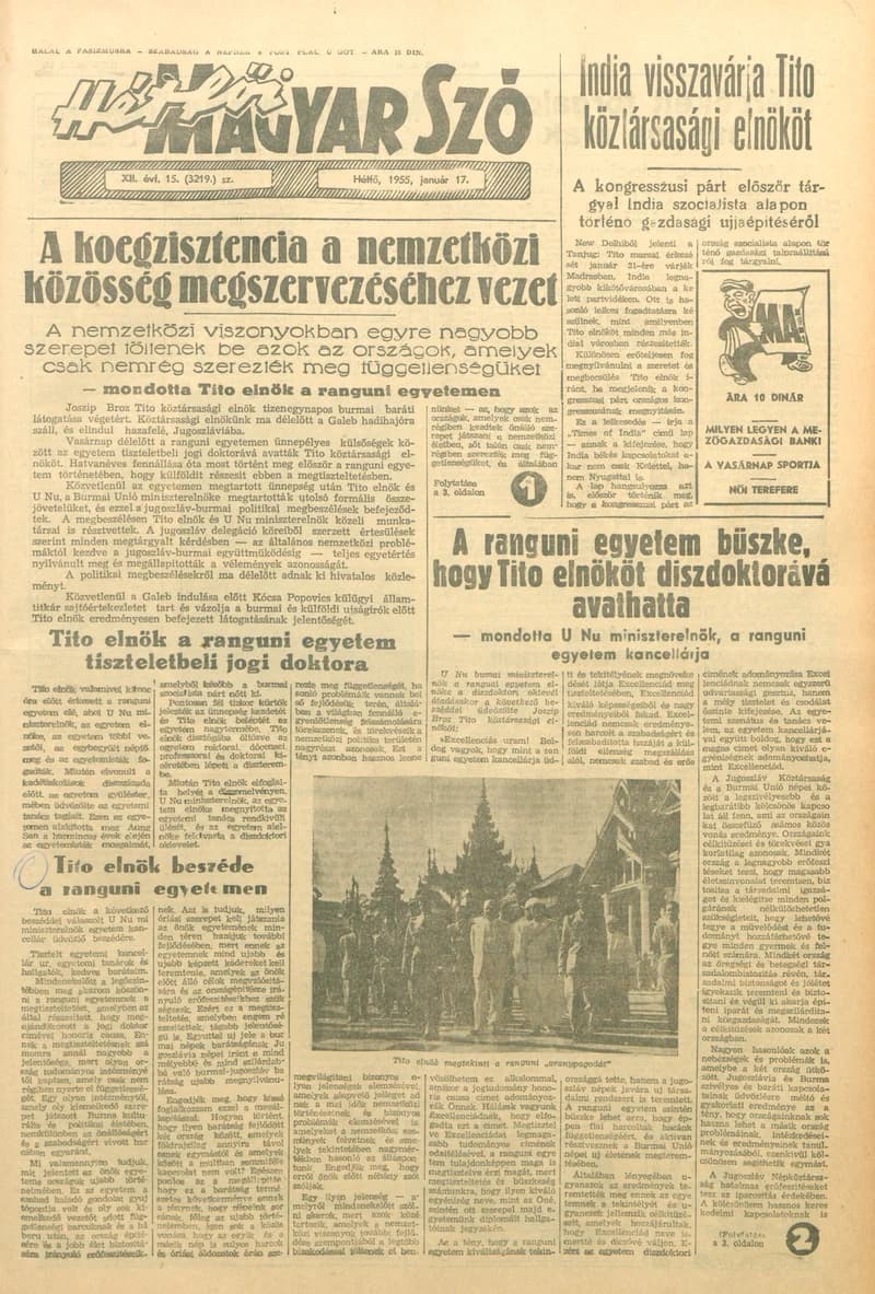 Magyar Szó, 12. évf. 1955. január 17. 15. sz. 1–6. oldal