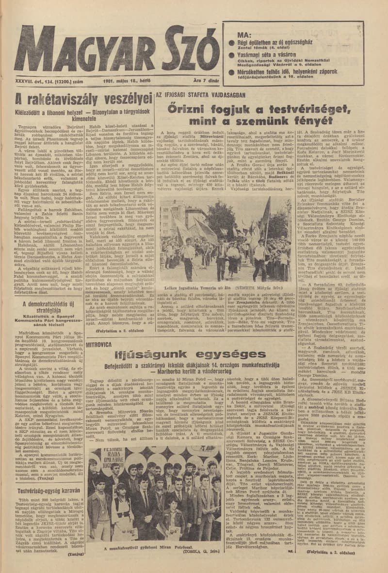 Magyar Szó, 38. évf. 1981. május 18. 134. sz.