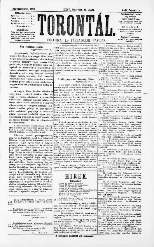 Torontál, 24. évf. 1895. február 12. 35. sz.