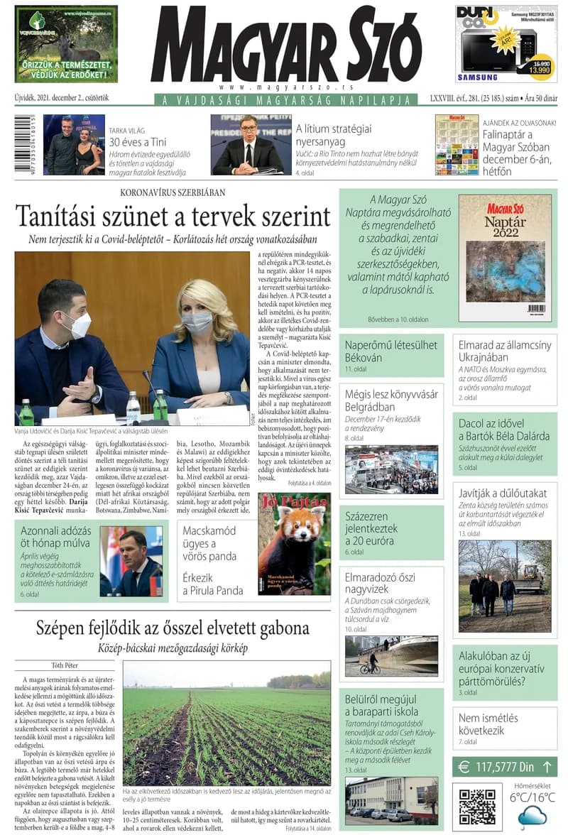 Magyar Szó, 78. évf. 2021. december 2. 281. sz. 1–20. oldal