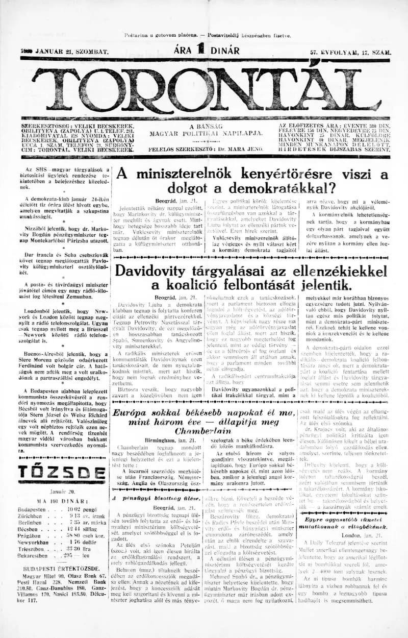 Torontál, 57. évf. 1928. január 21. 17. sz.
