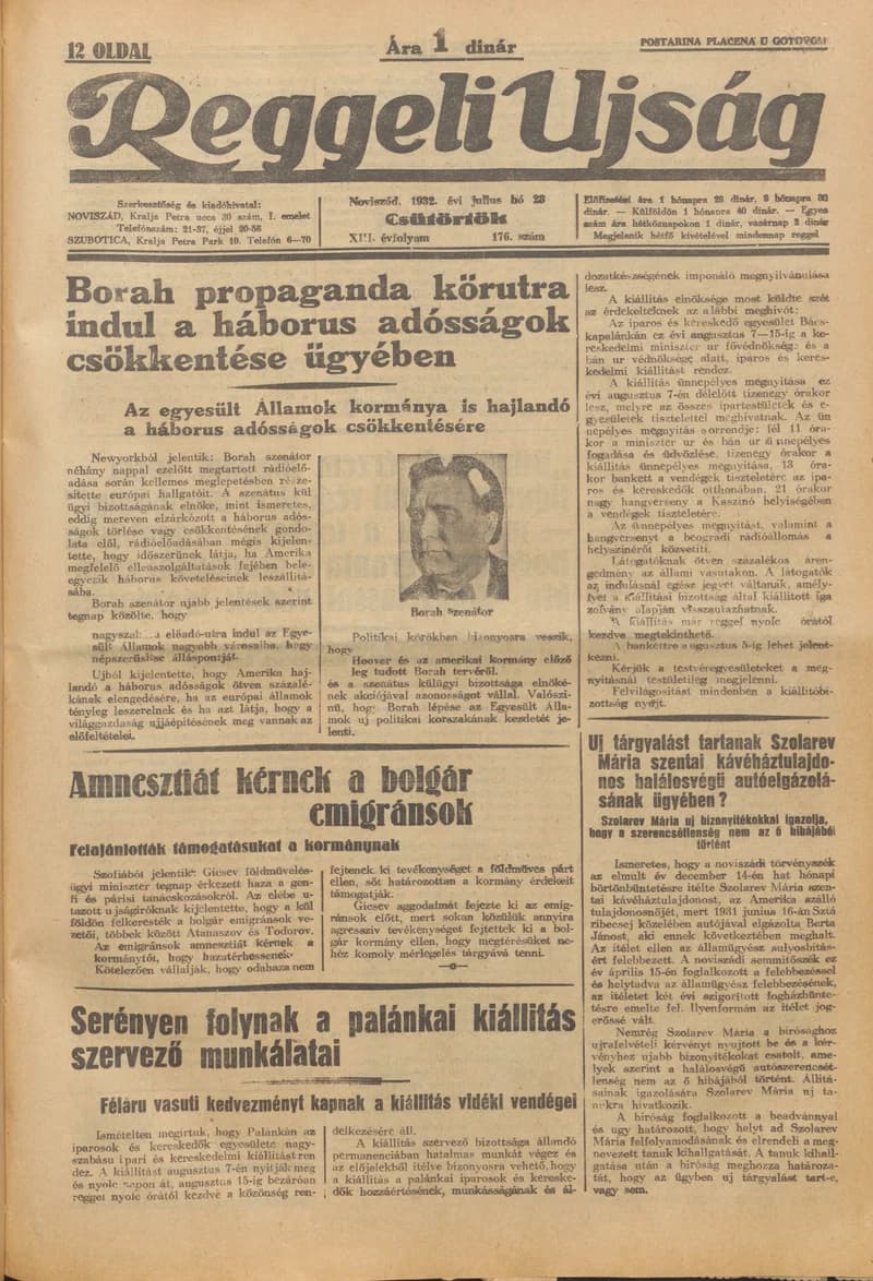 Reggeli Újság, 13. évf. 1932. július 28. 176. sz.