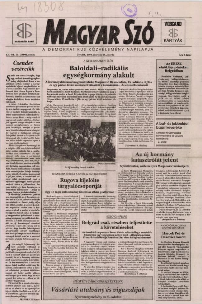 Magyar Szó, 55. évf. 1998. március 25. 73. sz. 1–16. oldal