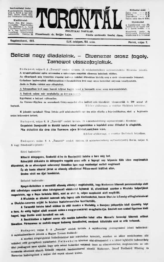 Torontál, 44. évf. 1915. május 7. 104. sz.