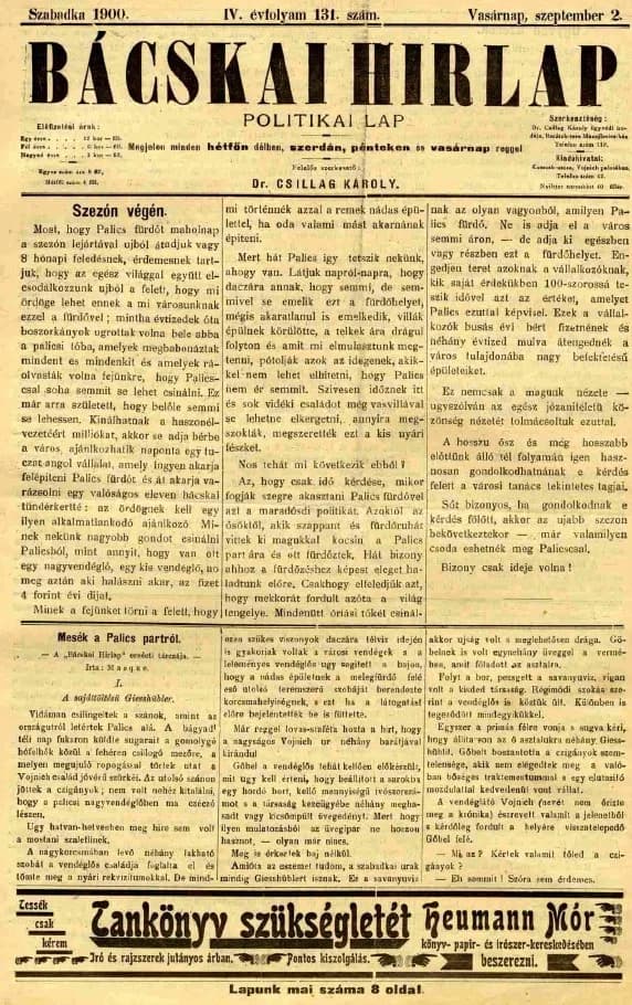 Bácskai Hirlap, 4. évf. 1900. szeptember 2. 131. sz.