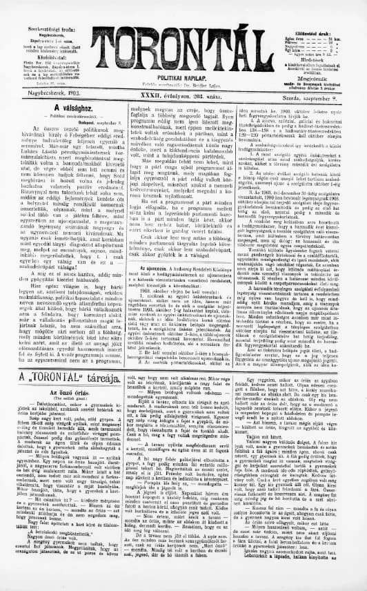 Torontál, 32. évf. 1903. szeptember 9. 203. sz.
