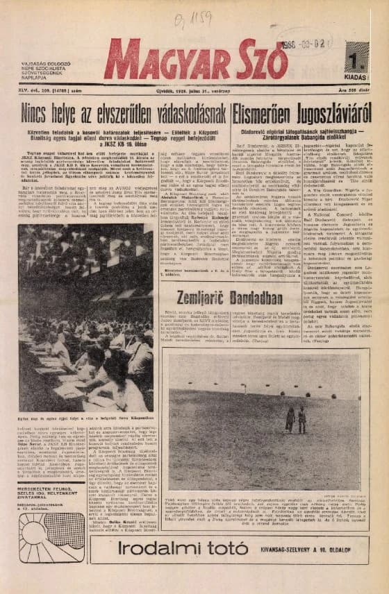 Magyar Szó, 45. évf. 1988. július 31. 209. sz. 1–32. oldal