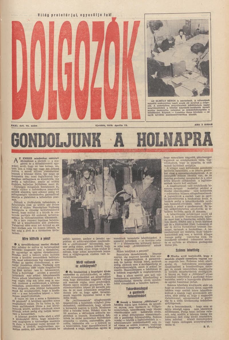 Dolgozók, 32. évf. 1978. április 13. 15. sz.