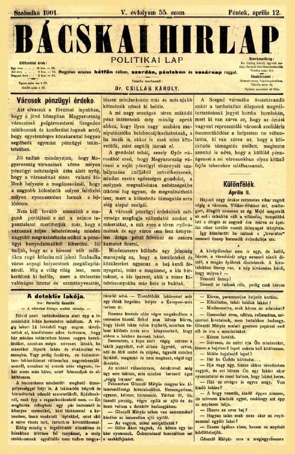 Bácskai Hirlap, 5. évf. 1901. április 12. 55. sz.