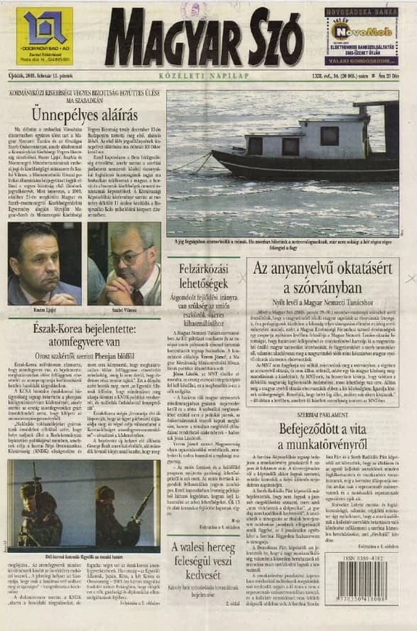Magyar Szó, 62. évf. 2005. február 11. 34. sz. 1–20. oldal