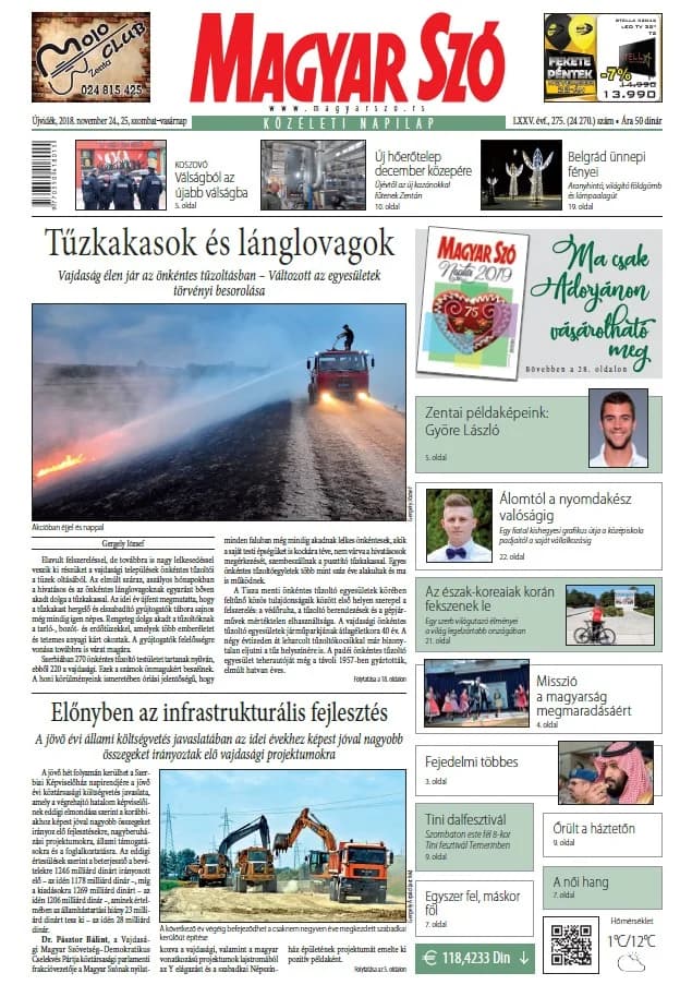 Magyar Szó, 75. évf. 2018. november 24. – 25. 275. sz. 1–44. oldal