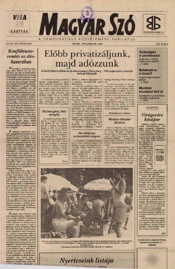 Magyar Szó, 51. évf. 1994. június 28. 129. sz. 1–16. oldal