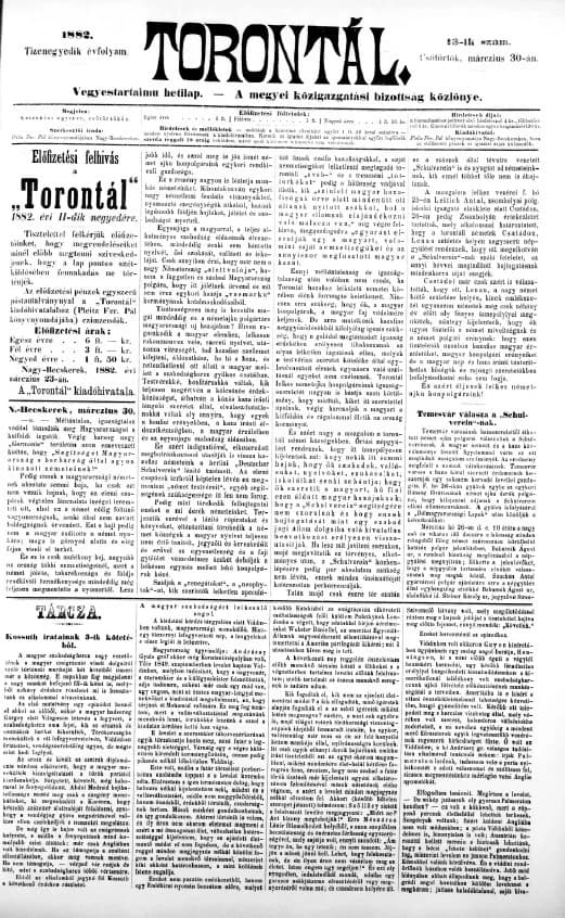 Torontál, 11. évf. 1882. március 30. 13. sz.