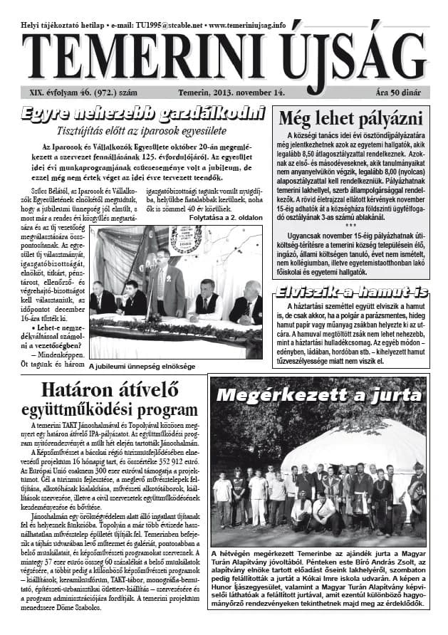Temerini Újság, 19. évf. 2013. november 14. 46. sz.