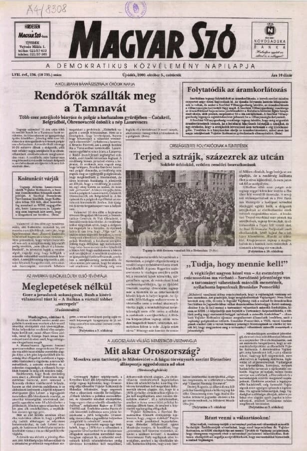 Magyar Szó, 57. évf. 2000. október 5. 236. sz. 1–16. oldal