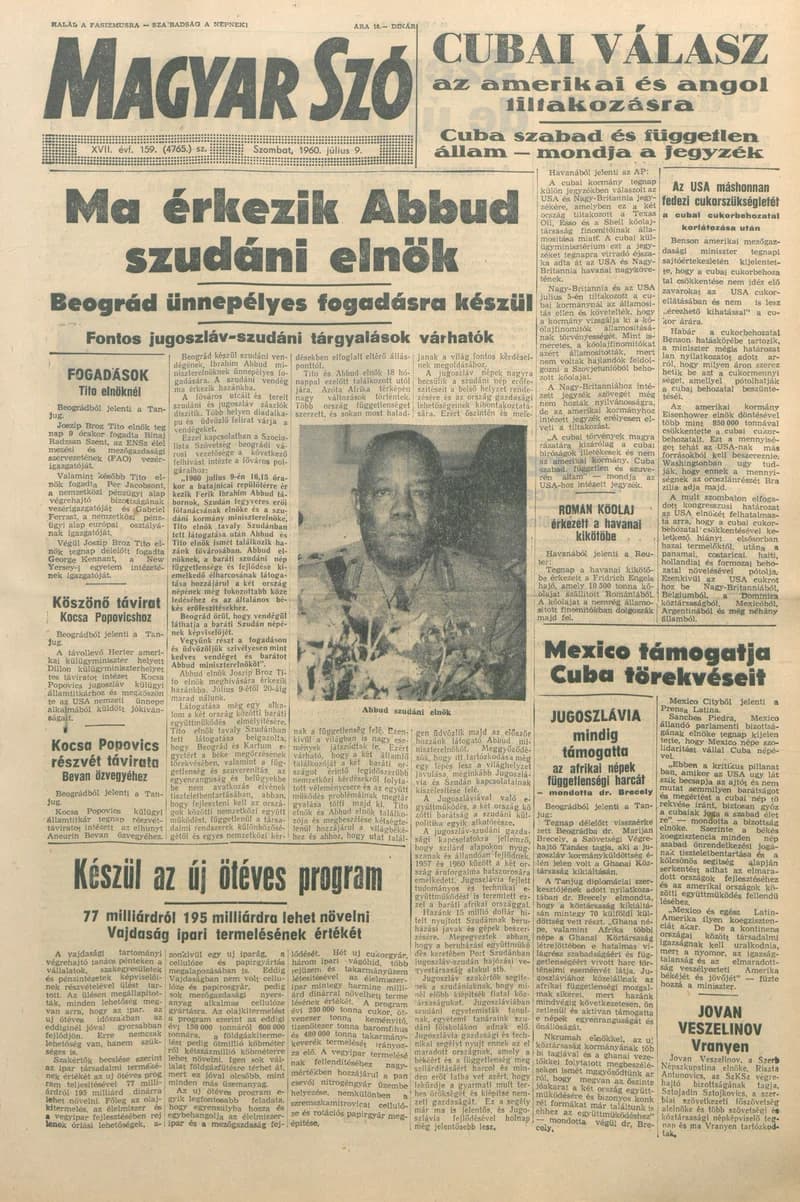 Magyar Szó, 17. évf. 1960. július 9. 159. sz. 1–28. oldal