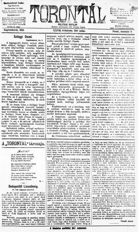 Torontál, 27. évf. 1898. december 9. 280. sz.