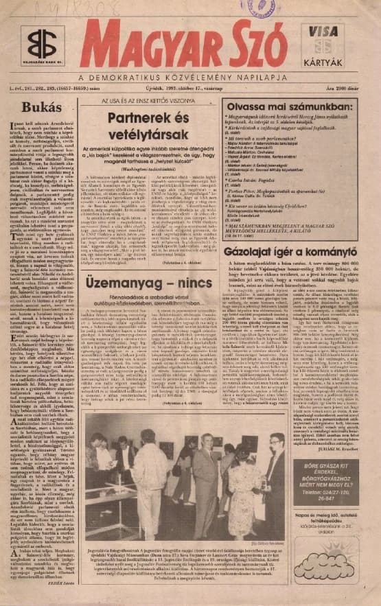 Magyar Szó, 50. évf. 1993. október 17. 281–283. sz. 1–24. oldal