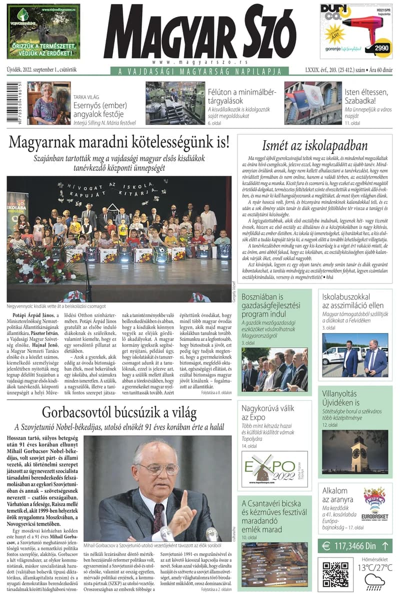 Magyar Szó, 79. évf. 2022. szeptember 1. 203. sz. 1–20. oldal